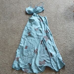 Blue Sleeveless Spaghetti Strap Sundress